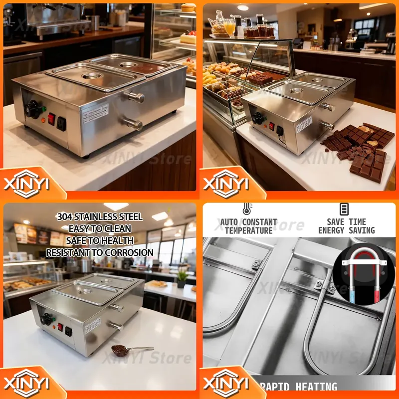 Snacks Food Warmer - Roestvrijstalen chocoladesmelter 1-6 cilinders elektrische potverwarmer